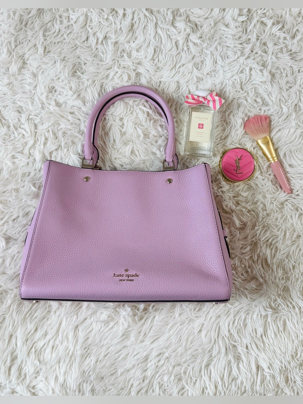 Kate Spade Leila Medium Triple Compartment Satchel in a pastel pink